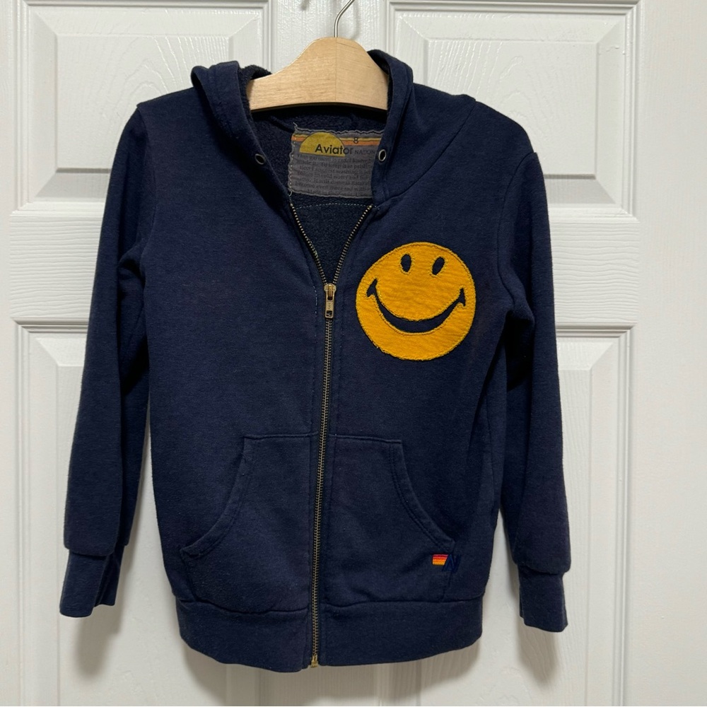 Aviator Nation Smiley, zip up hoodie😃🌈⚡️ Kids Size 8